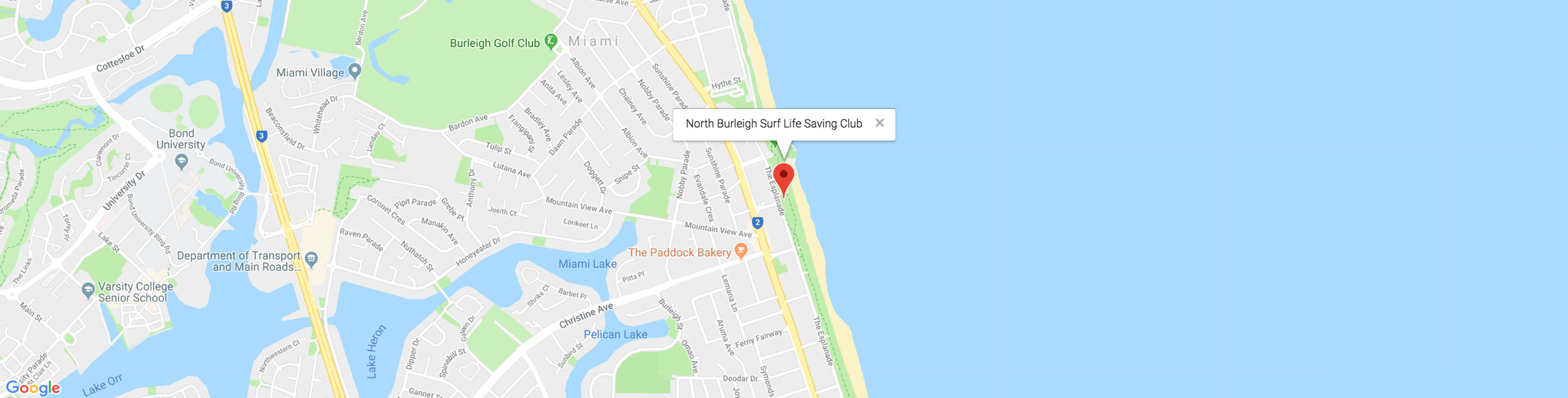 North Burleigh Surf Life Saving Club Map