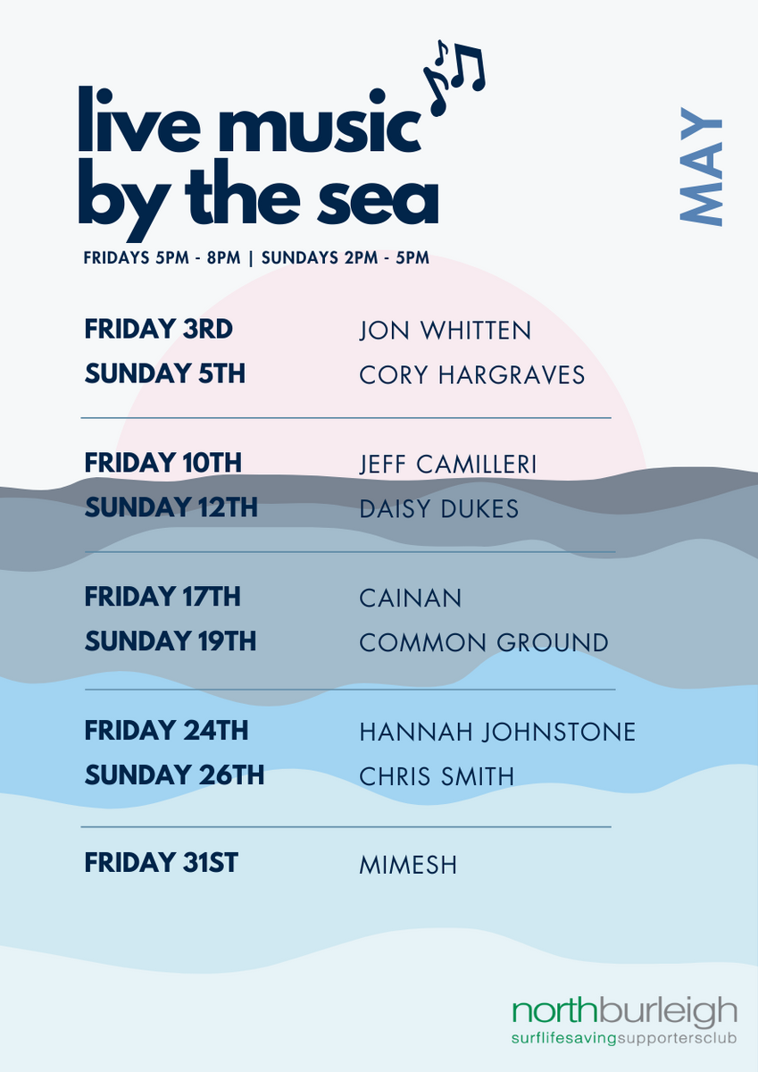 May Music by the Sea Lineup | North Burleigh Surf Life Saving Supporters Club Live Music Gold Coast